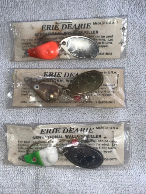 15 OLDER ERIE Dearie Walleye Lures - 13 are new in package! - Nice  Selection! $5.00 - PicClick