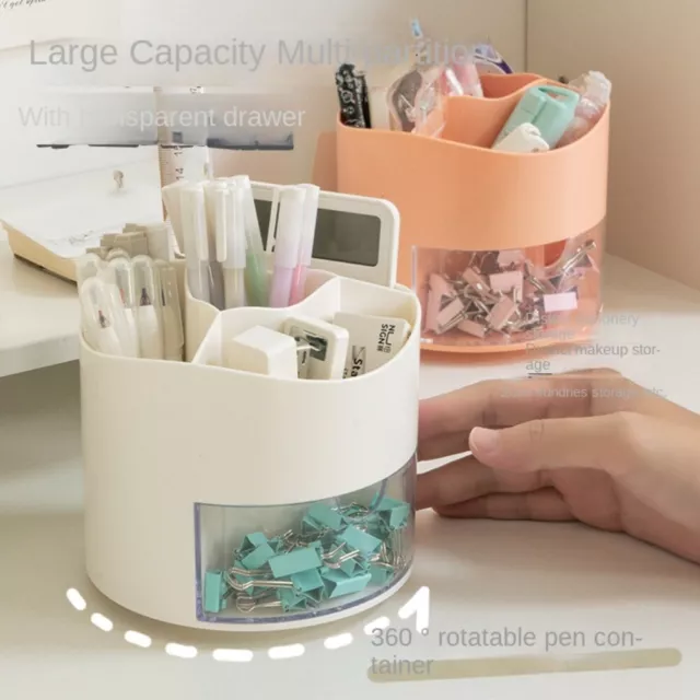 with Drawer Pen Pencil Holder 360-Degree Pencil Storage Box  Student