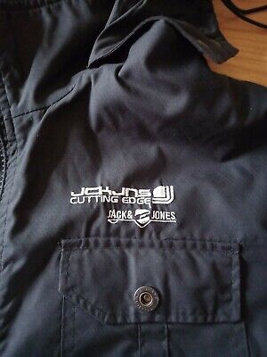 Jack & Jones Mens Jacket Coat Black Long sleeves Cutting Age  Hooded Size L