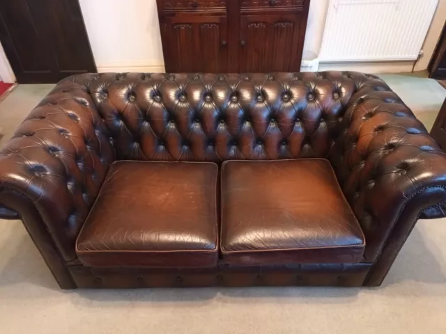 Leather Chesterfield 2 seater sofa