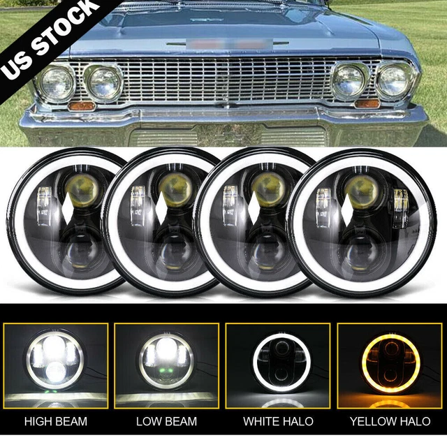 4PCS 5 3/4" 5.75" Projector LED Headlight DRL Hi/Lo Fit For Ford Gran Torino LTD