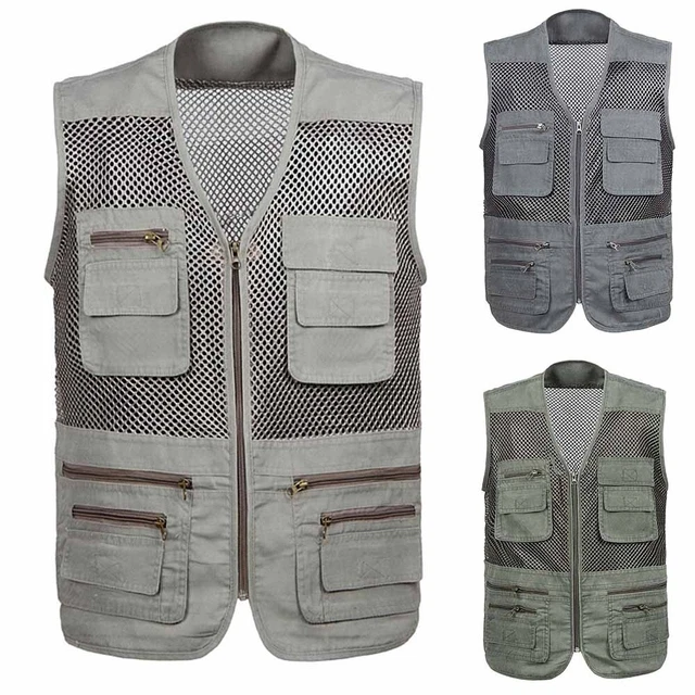 Canotta Multi-Tasca Uomo Uomini'S Gilet Outdoor Asciugatura Rapida Tinta Unita