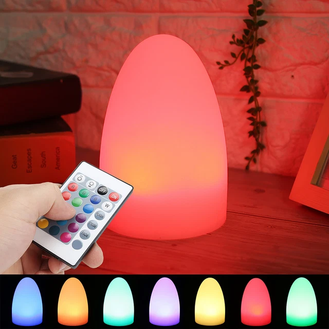(10x15CM (Carga)) Carga USB LED Huevo Noche Lámpara Control Remoto 16 RGB ZU