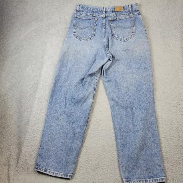 Vintage 80's 90's Lee Jeans Women's Size 14 Tapered Leg Acid Wash High Rise Blue