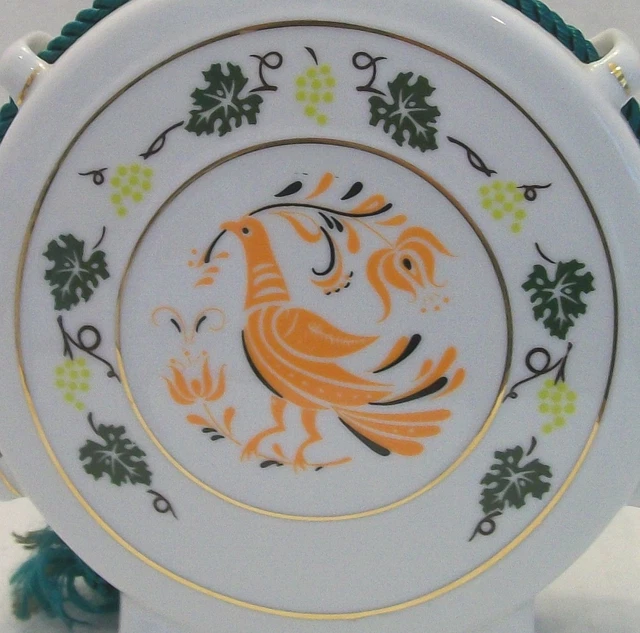 Vintage Hollohaza Hungarian Hand Painted Flask 4