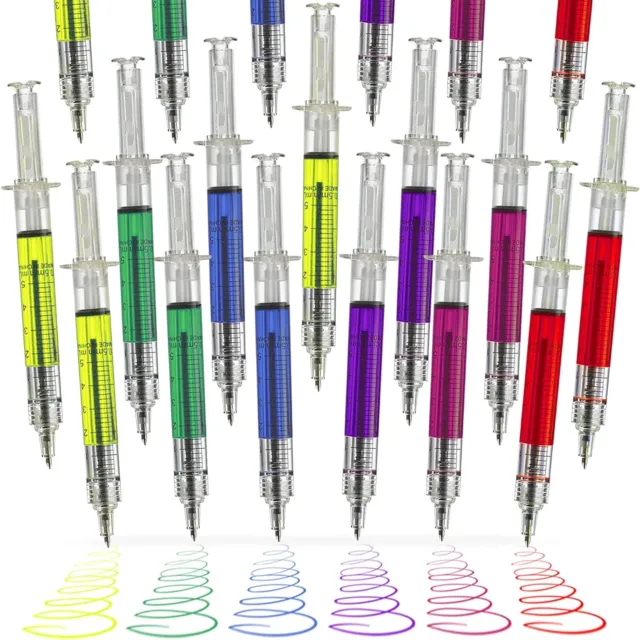 Kicko Syringe Pens - 24 Pack Multi-Color Syringe Pen - 6 Color Ink Variety - For
