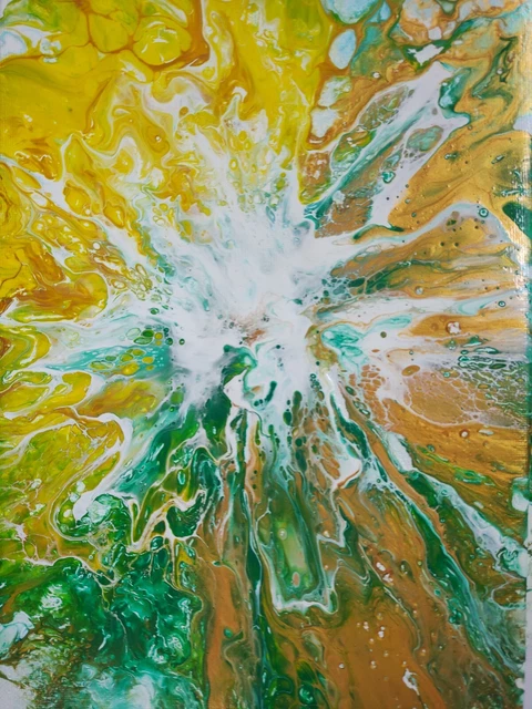 Amazing original abstract Fluid Pour painting on canvas