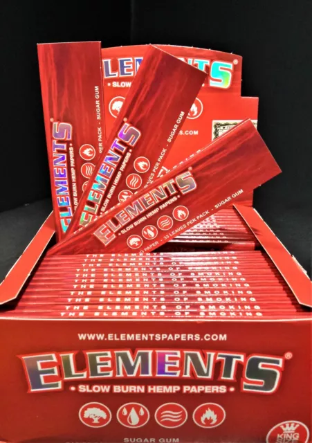 Elements Red Hemp 3pk King Slim Rolling Papers Slow Burn 32pp LOWPrice FREE2Ship