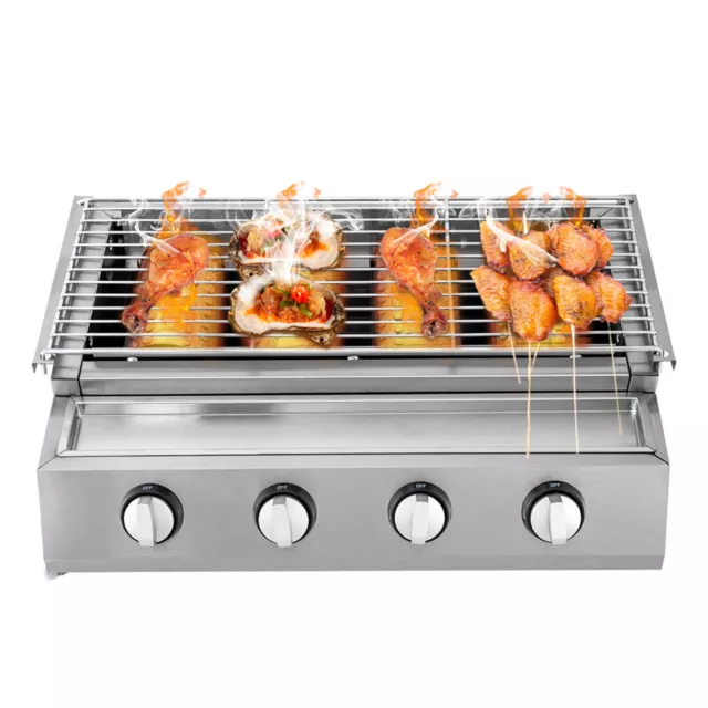 Edelstahl Brenner 4-Flammen LPG Gasgrill Gasbräter Gas Grill Gastro Tischgrill 8