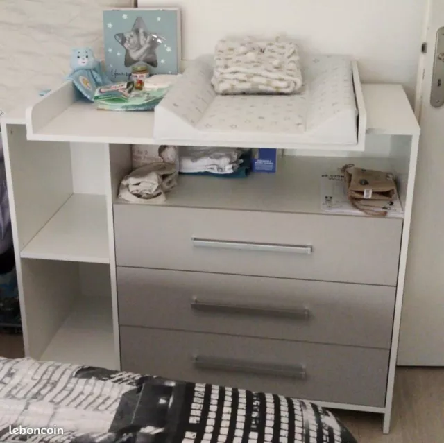 LCP Kids Commode Bebe avec Table à Langer Amoviable, 3 Tiroirs Grande