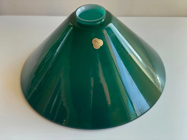 CW Vianne -France Green Cased 11 1/2” w/ label Mouth Blown Glass Lamp Shade