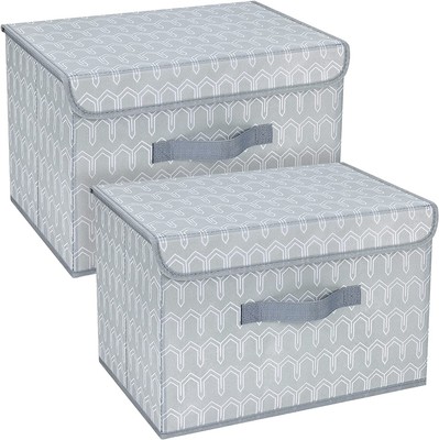 Set di 2 Cesti per la conservazione Pieghevoli Contenitori di Stoccaggio con coperchi e Manici Cestello per Armadio Ripiani Armadio Beige Chiaro DIMJ Scatola di Immagazzinaggio 