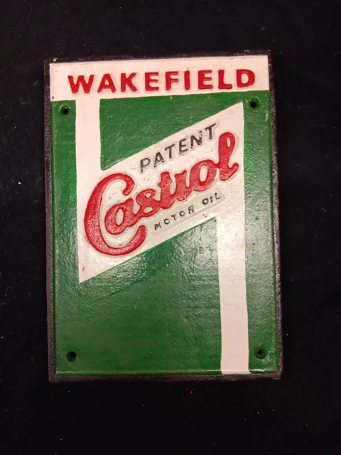 Cast Iron Vintage Wakefield Castrol Motor Oil Advertising Sign