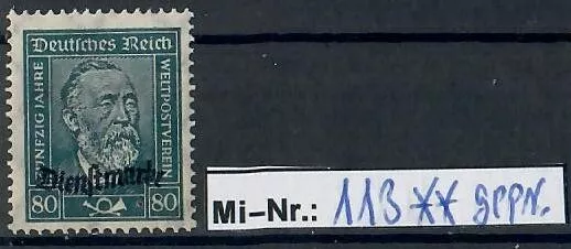Deutsches Reich Dienstmarke Mi-Nr.: 113 sauber postfrischer Wert geprüft Peschl