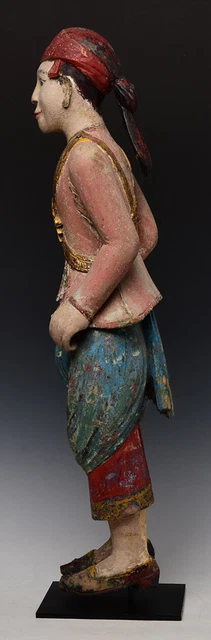 19th Century, Mandalay, Antique Burmese Wooden Standing Figure 7