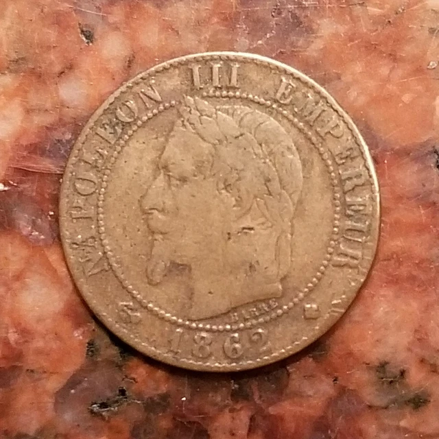 1862-Bb France 1 Centime Coin (Small Bb) - #B0945