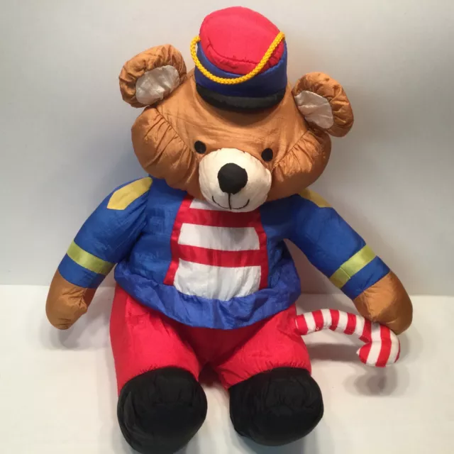 International Silver Nylon Plush Bear Christmas Soldier Candy Cane Soldier 16”