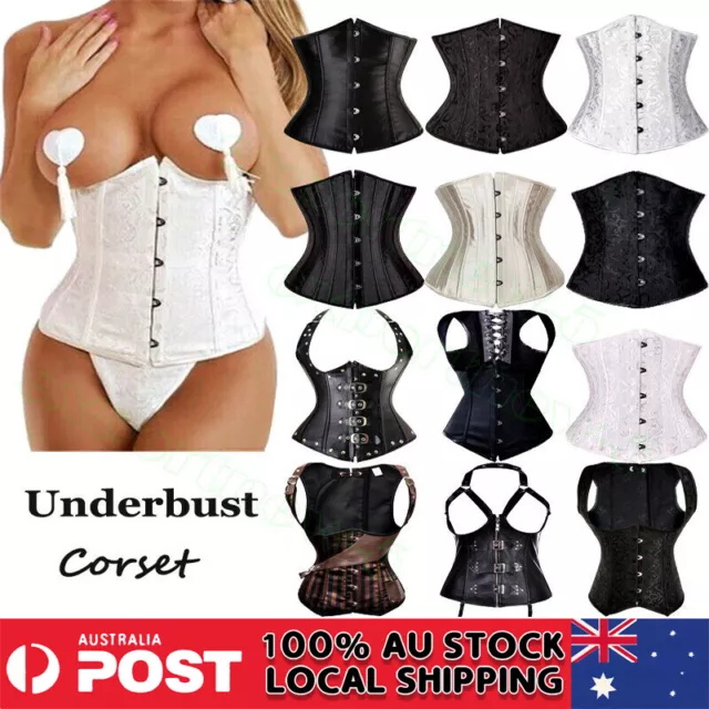 Steel Boned Waist Training Corset Bustier Underbust Vest Cincher Shaper Lace Up