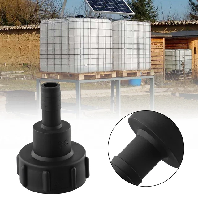 Adaptateur IBC Réservoir D'eau - Entrée 80 Mm, Sortie 60 Mm - Plastique Noir - Pour Drainage, Jardin