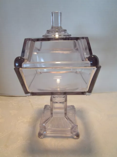 Antique EAPG Glass footed Compote w/ Lid 1880 Adams & Co. Lavender tone 10 ¼”T