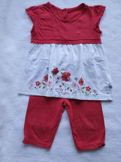 Süßes Baby Kleinkind Sommeroutfit Tunikashirt mit Capri Leggings Mohnblumen TOP