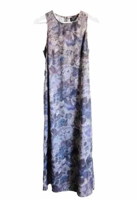 VINTAGE 90s City Triangles Floral Mesh Overlay Tank Maxi Dress Womens Size L