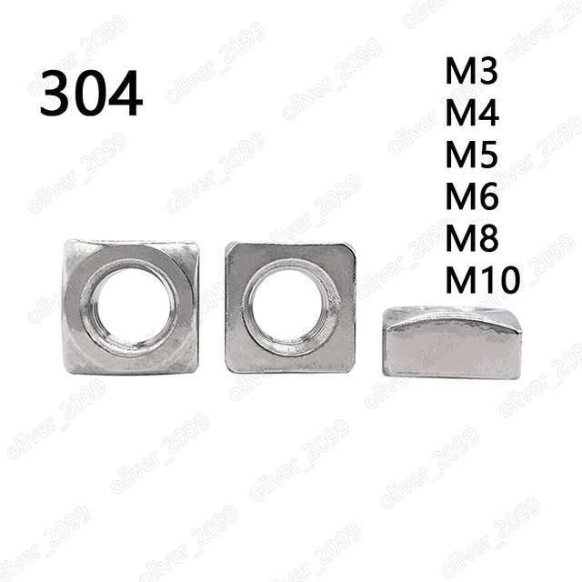 304 Stainless Steel Square Thin Nuts DIN562 M3 M4 M5 M6 M8 M10