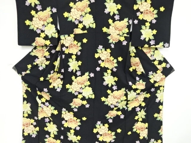 40859# Japanese Kimono / Mens Kimono / Peony With Sakura