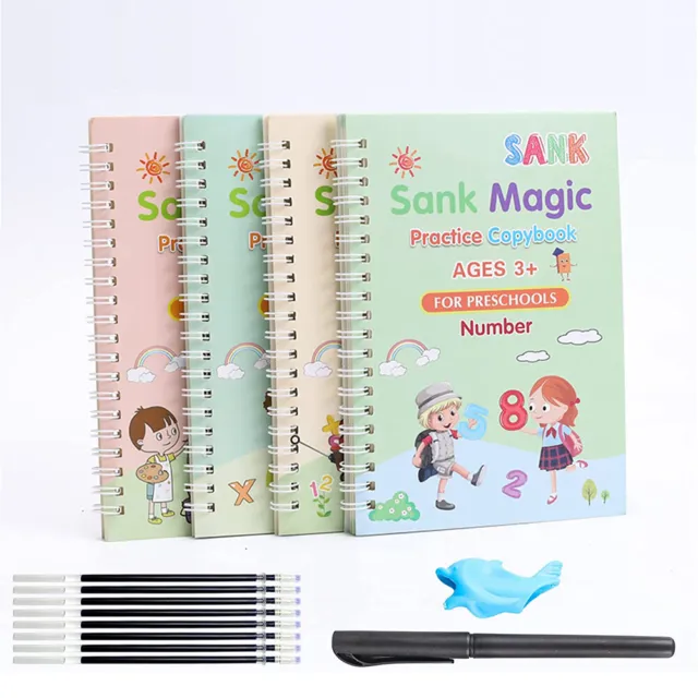 Magic Reusable Handwriting Practice Copybooks & Pen Set for Kids Age 3-8 Gifts