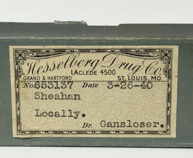 Antique Prescription Box From Hesselberg Drug Co. Pharmacy St.Louis 1940