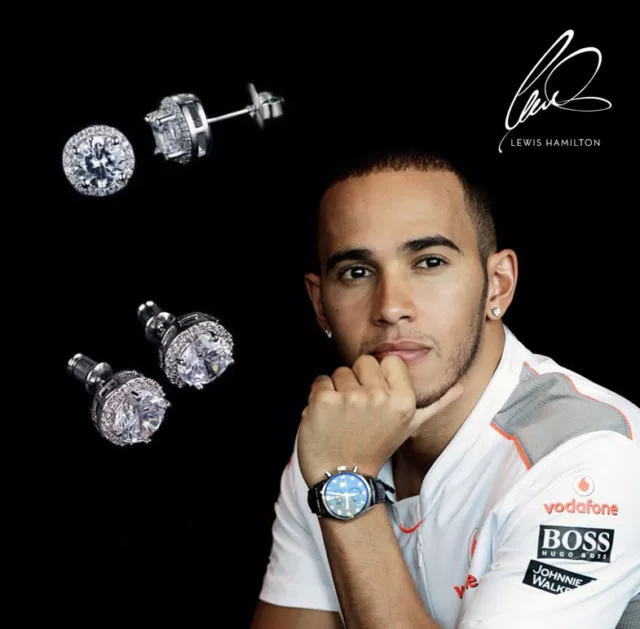 Lewis Hamilton Mercedes 18ct White Gold Plated Multiple Cubic Zirconia Earrings