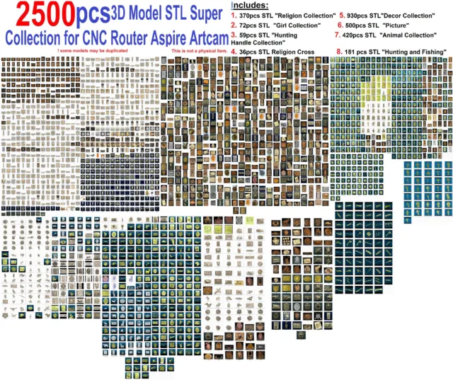 2500+ 3D Model STL Super Collection for CNC Router Aspire Artcam Cut3D Vcarve