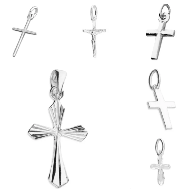 Solid  Sterling Silver 925 Cross Crucifix Pendant Charm