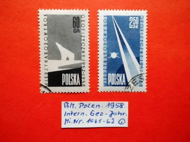 BM. Briefmarken Polen 1958 Geophysikalisches Jahr Mi. Nr. 1061 + 1062 o Satz