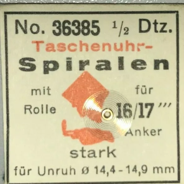 Spirale für Anker Armbanduhr  oder Taschenuhr( 1 Stück freie Auswahl)