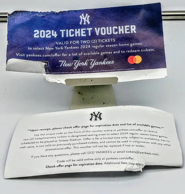 2024 NEW YORK Yankees Fan Appreciation Day Voucher 9/24/23 Four Free