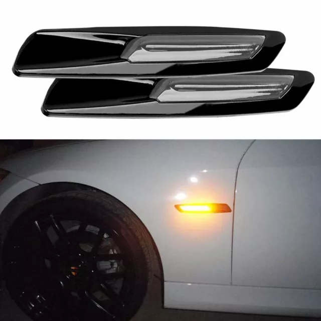 2PCS Black Smoked Side Indicator LED Repeater Light For BMW E82 E88 E92 E60 E61