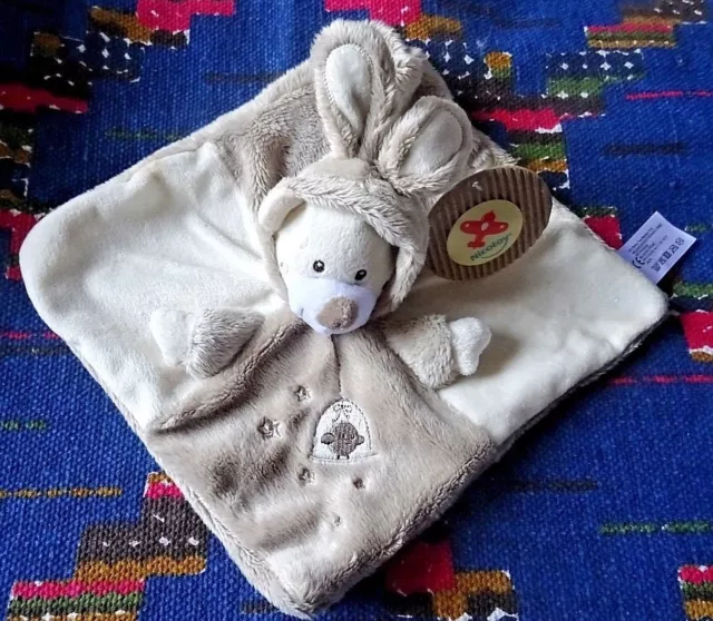 Cn / Doudou Plat Nicotoy Ours Deguise En Lapin Blanc Beige Cage Oiseau Neuf