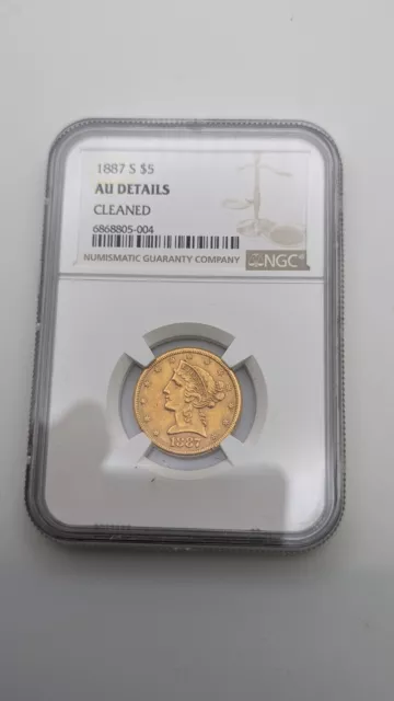 1887-S $5 Gold Liberty Head Half Eagle NGC AU Details