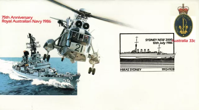 1986 75th Anniversary Royal Australian Navy FDC - 10 Jul 1986 - SYD NSW 2000 PMK