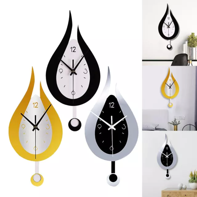 Modern Acrylic Pendulum Waterdrop Wall Clock Wall Hanging Silent Clock Home Deco