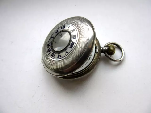 Beautiful Antique Solid Silver Swiss Made Half Hunter Pocket Watch - For Parts