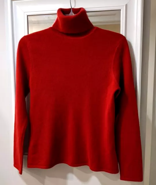 Classiques Entier Sweater Womens Petite XS Turtle Neck 100% Cashmere Red