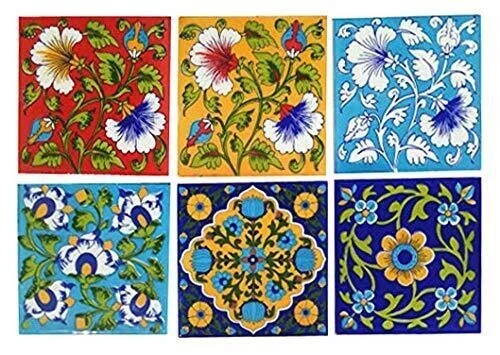 Maison Décorative Main Céramique Carreaux Paquet De 6 Pièces Multicolore Taille
