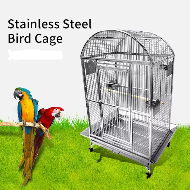 SUS201 Stainless Steel Parrot Cage 70x55x152cm Dome Top Bird Cage Big Macaw