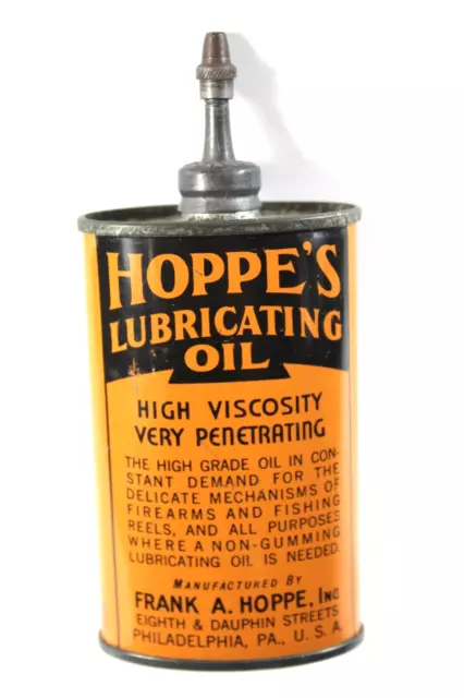 Hoppe's Lead Top Lubricating Oil TIN Firearms Reels Guns FRANK A HOPPE - CLEAN