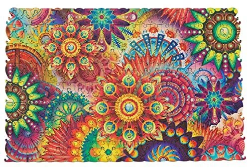Wooden Jigsaw Puzzles for Adults - Colorful Mandala Flower 340 Pieces mandala