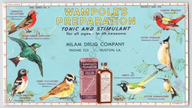 Vintage Advertisement Ink Blotter Birds Wampole's Preparation Tonic Stimulant