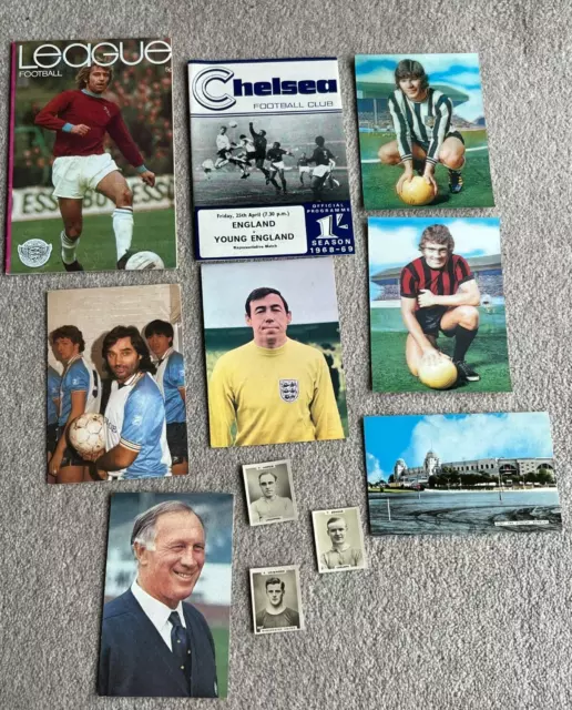 Assorted vintage Football items, Trade Cards, Postcards, Programme etc etc