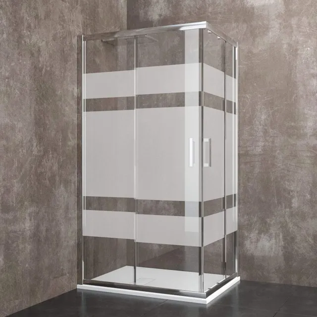 Box doccia cabina bagno porte scorrevoli ante in cristallo serigrafato 195 cm